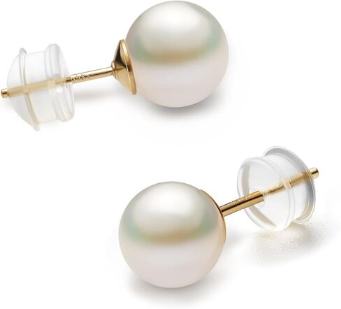 S925 ، AAAA+ Round Freshwater Stud أقراط للنساء ، هدايا أنيقة خالدة لزوجتها والدتها ، عيد الأم/زواج/عيد الميلاد in Kuwait