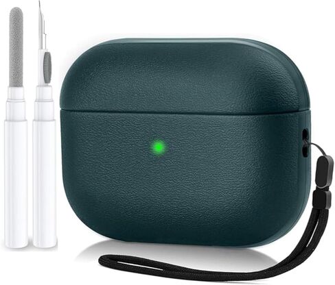 Case for AirPods 4 Case Cover مع طقم نظافة ، غطاء حماية من الملمس الجلدي الكامل للجسم متوافق مع الجيل الرابع من Apple Airpod ، LED الأمامي (الأسود ، الحالة الرابعة AirPod) in Kuwait