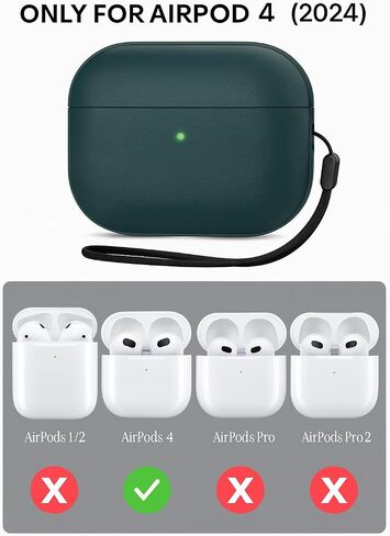 Case for AirPods 4 Case Cover مع طقم نظافة ، غطاء حماية من الملمس الجلدي الكامل للجسم متوافق مع الجيل الرابع من Apple Airpod ، LED الأمامي (الأسود ، الحالة الرابعة AirPod) in Kuwait