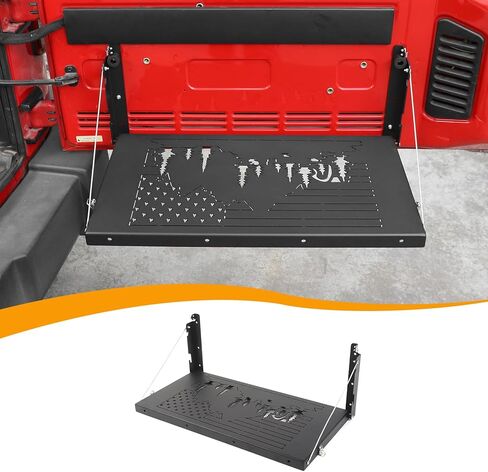 جدول Hoolcar Tailgate Table Double Layer Table Table Cargo Scgo Schold Rack متوافق مع Jeep Wrangler JK JKU JL JLU 2007-2024 ، دعم ما يصل إلى 100 رطل حاملة أمتعة شحن تخزين ، أسود ، أسود in Kuwait