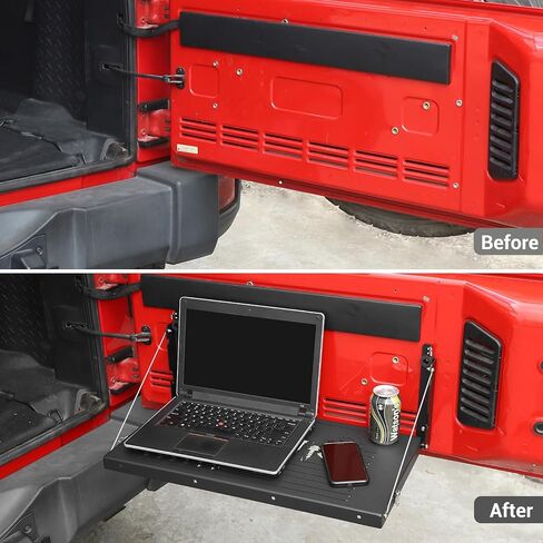 جدول Hoolcar Tailgate Table Double Layer Table Table Cargo Scgo Schold Rack متوافق مع Jeep Wrangler JK JKU JL JLU 2007-2024 ، دعم ما يصل إلى 100 رطل حاملة أمتعة شحن تخزين ، أسود ، أسود in Kuwait
