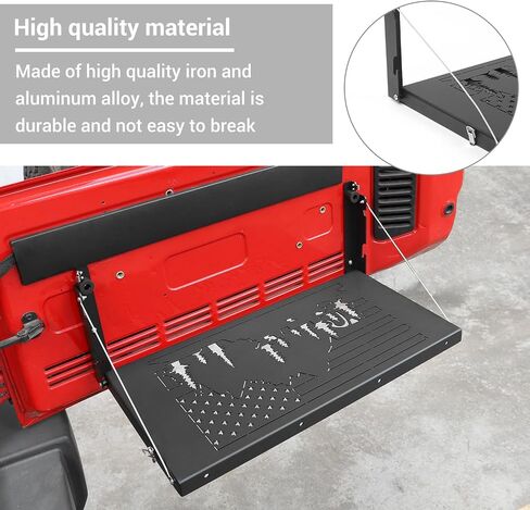 جدول Hoolcar Tailgate Table Double Layer Table Table Cargo Scgo Schold Rack متوافق مع Jeep Wrangler JK JKU JL JLU 2007-2024 ، دعم ما يصل إلى 100 رطل حاملة أمتعة شحن تخزين ، أسود ، أسود in Kuwait