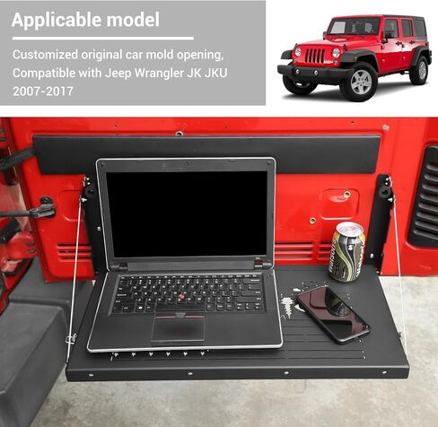 جدول Hoolcar Tailgate Table Double Layer Table Table Cargo Scgo Schold Rack متوافق مع Jeep Wrangler JK JKU JL JLU 2007-2024 ، دعم ما يصل إلى 100 رطل حاملة أمتعة شحن تخزين ، أسود ، أسود in Kuwait