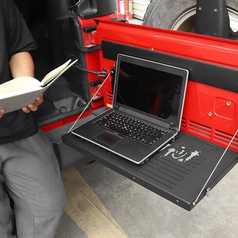 جدول Hoolcar Tailgate Table Double Layer Table Table Cargo Scgo Schold Rack متوافق مع Jeep Wrangler JK JKU JL JLU 2007-2024 ، دعم ما يصل إلى 100 رطل حاملة أمتعة شحن تخزين ، أسود ، أسود in Kuwait