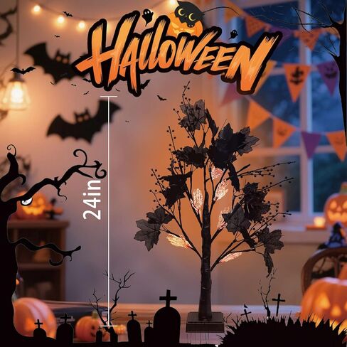 4th of July Tree Decorations, 23.6" Lighted Birch Tree with 45pcs Ornaments Set for Valentines, St.Patrick, Easter, Heart Shamrock, Artificial Tree Table Lamp with Remote 【USB/3AA Battery】 in Kuwait