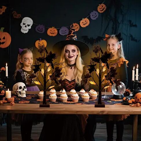 4th of July Tree Decorations, 23.6" Lighted Birch Tree with 45pcs Ornaments Set for Valentines, St.Patrick, Easter, Heart Shamrock, Artificial Tree Table Lamp with Remote 【USB/3AA Battery】 in Kuwait