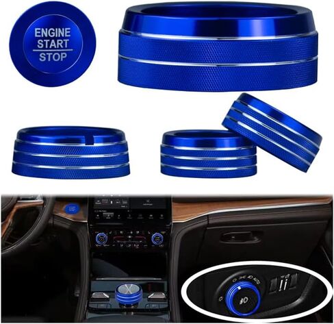 for Jeep 2022-2025 Grand Cherokee/Grand Cherokee 4xe/Grand Cherokee L car Interior 6-Piece Set, Shift Switch, air Conditioning Adjustment, Headlight Switch knob, Start Button Cover/Ring (red) in Kuwait