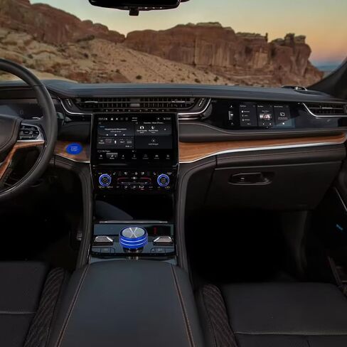 for Jeep 2022-2025 Grand Cherokee/Grand Cherokee 4xe/Grand Cherokee L car Interior 6-Piece Set, Shift Switch, air Conditioning Adjustment, Headlight Switch knob, Start Button Cover/Ring (red) in Kuwait