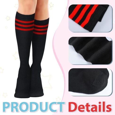 Unittype 6 Pair Rainbow Knee High Socks for Women Colorful Striped Socks Long Thigh High Stockings Tube Socks Roller Skate Socks for Adults Gift in Kuwait