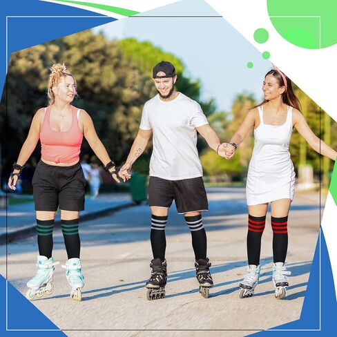 Unittype 6 Pair Rainbow Knee High Socks for Women Colorful Striped Socks Long Thigh High Stockings Tube Socks Roller Skate Socks for Adults Gift in Kuwait