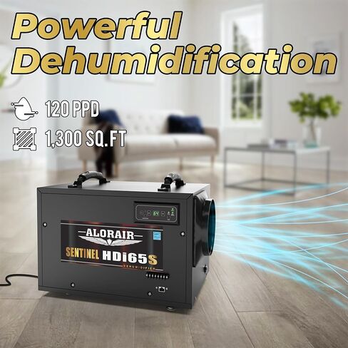 ALORAIR 120 PPD Commercial Dehumidifiers with Pump and Hose, Crawl Space Basement Dehumidifier, Industry Water Damage Unit, Compact, Portable, Auto Defrost, Memory Starting in Kuwait