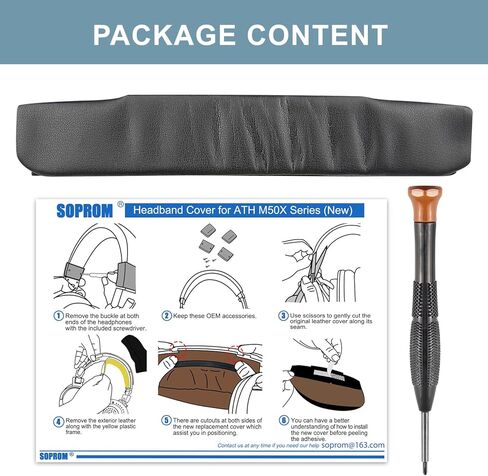 طقم وسادة HeadStrap البروتين البروتين البروتين Soprom لـ Audio Technica ATH M50 ، M50X ، M50XWH ، جزء إصلاح غطاء الرأس لـ M50XBT ، M50XBT2 ، M50S/LE ، M50XSTS ، تثبيت DIY EASY (أسود) in Kuwait