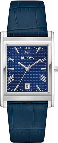 Bulova Men's Classic Sutton 3-Hand Talendar Case Stainless Steel Case و Gray Leather Strap Watch Style: 96B443 in Saudi Arabia