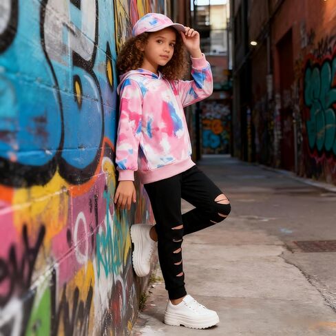 Kid Girls Clothes - Girls Outfits Tie Dye Tops and Leggings Pants 2 Piece Spring Clothes Set in Saudi Arabia