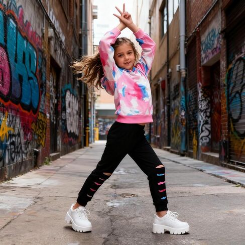 Kid Girls Clothes - Girls Outfits Tie Dye Tops and Leggings Pants 2 Piece Spring Clothes Set in Saudi Arabia