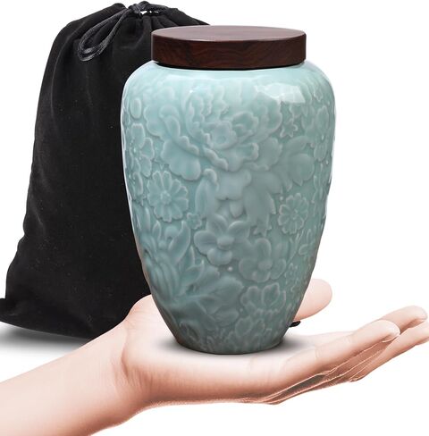 Medium Urn for Ashes for Women,Decorative Floral Ceramic Keepsake Urns for Human Ashes Adult Female,Babies & Pets urn(50 Cubic inch) in Saudi Arabia