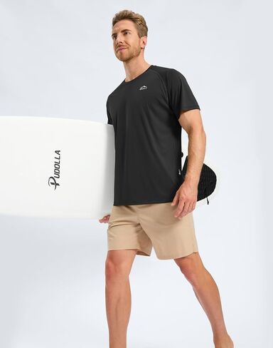 Pudolla Men's Rashguard Swim قمصان قصيرة الأكمام UPF 50+ حماية من أشعة الشمس SPF جاف جاف خفيفة الوزن قميص شاطئ الصيد in Saudi Arabia