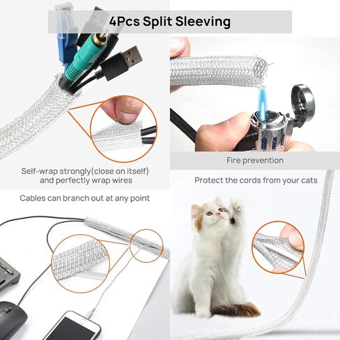 173 PCS Cable Management Kit 4 Cable Sleeve, 28 Self Adhesive Cable Clips, 29 Cord Holders, 10+2 Roll Cable Organizer Straps and 100 Fastening Cable Ties for TV Computer Under Desk (Black) in Saudi Arabia