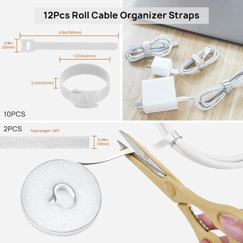 173 PCS Cable Management Kit 4 Cable Sleeve, 28 Self Adhesive Cable Clips, 29 Cord Holders, 10+2 Roll Cable Organizer Straps and 100 Fastening Cable Ties for TV Computer Under Desk (Black) in Saudi Arabia