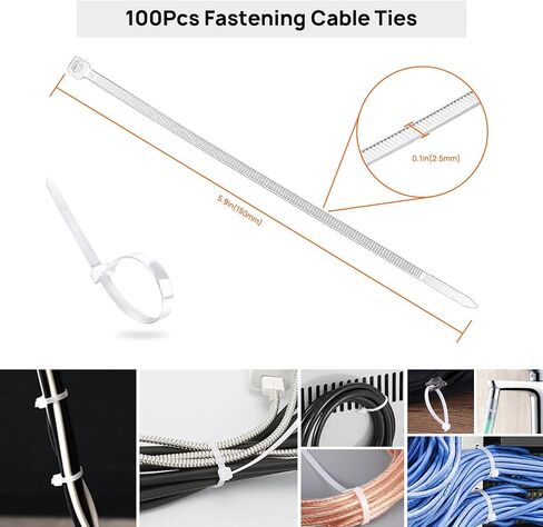 173 PCS Cable Management Kit 4 Cable Sleeve, 28 Self Adhesive Cable Clips, 29 Cord Holders, 10+2 Roll Cable Organizer Straps and 100 Fastening Cable Ties for TV Computer Under Desk (Black) in Saudi Arabia