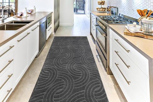 Machine Washable, Non Slip PVC Backing, Flower Pattern, Dark Beige Carpet Runner Rug Mat for Entry Hallway Kitchen Laundry, 31 INCH X 6 FEET in Saudi Arabia
