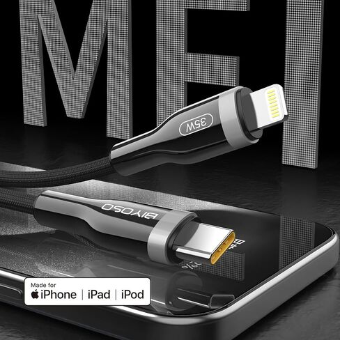 USB-C to USB-C Fast Charger Cable, Apple MFi Certified, 100W C Charging Cable for iPhone 16 15 Pro Max iPad MacBook Charger Cord, 480Mbps Speed, 1.2M Type-C Zinc Alloy Braided Cable, Data Sync in Saudi Arabia