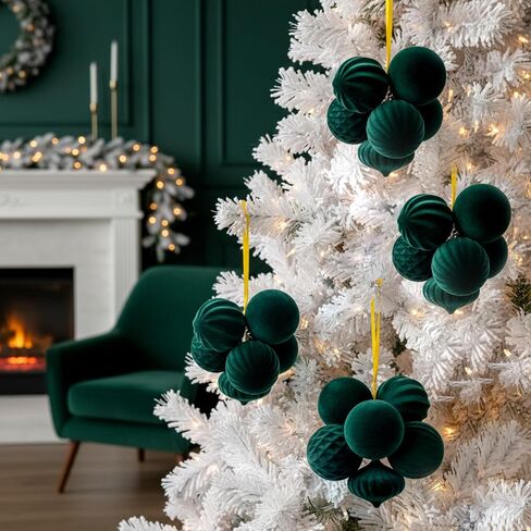 Syhood 4 Sets 24 Pcs Christmas Ball Ornaments for Tree Pre Strung Plastic Xmas Tree Decorations Shatterproof Red White and Green 2.36'' Christmas Balls Christmas Tree Ornaments for Hanging Holiday in Saudi Arabia