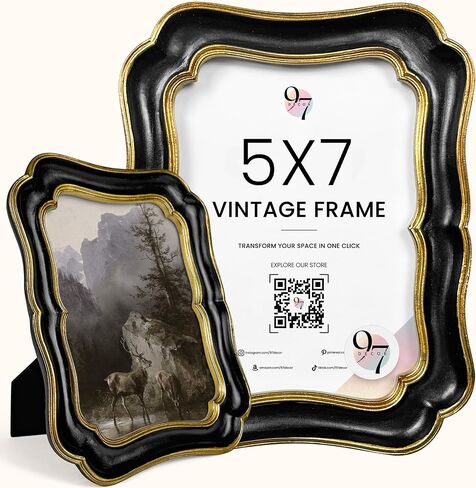 97 Decor 8x10 Vintage Picture Frame - Elegant Antique Frames 8x10 With Glass Front, Fancy Ornate Gold Frame 8 X 10 For Tabletop And Wall Mounting, Bow Photo Frames For Walls Hanging in Saudi Arabia