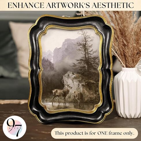97 Decor 8x10 Vintage Picture Frame - Elegant Antique Frames 8x10 With Glass Front, Fancy Ornate Gold Frame 8 X 10 For Tabletop And Wall Mounting, Bow Photo Frames For Walls Hanging in Saudi Arabia