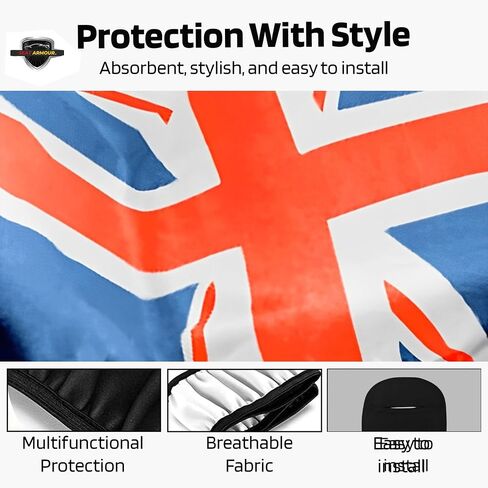 Seat Armour Seat Protector Towel – Black/Gray British Flag Design – Soft Machine Washable Car Seat Cover Towel – Easy to Install, Multipurpose Car Seat Towel in Kuwait