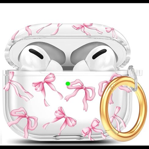 Case for AirPods 4 Clear Girly 3D Bow Design Kawaiis مقاوم للصدمات مع أداة أنظف لـ Apple Airpods Case Generation 2024 - Pink Bow in Kuwait