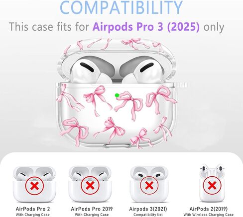 Case for AirPods 4 Clear Girly 3D Bow Design Kawaiis مقاوم للصدمات مع أداة أنظف لـ Apple Airpods Case Generation 2024 - Pink Bow in Kuwait
