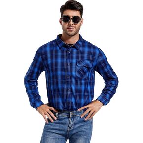 قمصان APWKL رجالية كاجوال بأكمام طويلة وأزرار سفلية من الفلانيل مع جيب in Kuwait