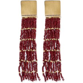 INK + ALLOY Women's Beaded Boho Earrings, Harlow Brass Top Solid With Gold Stripe Luxe Bead Medium Fringe Statement Earrings Handmade Jewelry for the Modern Bohemian, 3-Inch Length