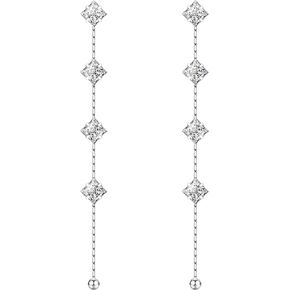 S925 Silver/Alloy Hook Sleek Chain Tassel Drop Earrings Long Crystal Fringe Dangle Simple Dainty Earrings Tassel Earrings