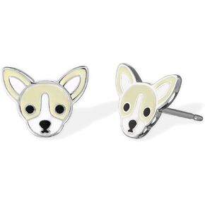 Boma Jewelry Sterling Silver Chihuahua Stud Earrings with Hand Painted Enamel