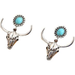 Handmade Funny Western Cowgirl Cowboy Cow Bull Cattle Head Animal Cow Print Drop Dangle Bohemian Ethnic Boho Vintage Earrings Jewelry for Women Girls