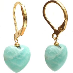 Gempires Heart Dangle Earring, Small Puffed Heart Danglers, Gemstone Drop Earring, Lightweight, Daily and Occasion Wear, 14k Gold Plated Jewelry, Gift for Girls and Teens in Kuwait