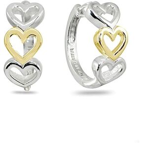 Sterling Silver16mm Polished Open Heart Small Huggie Hoop Earrings
