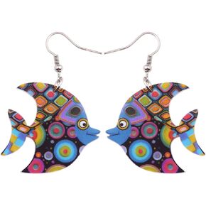 DUOWEI Novelty Cartoon Tropical Fish Acrylic Earrings Colorful Marine Life Drop Dangle Jewelry Gifts | Double Sided