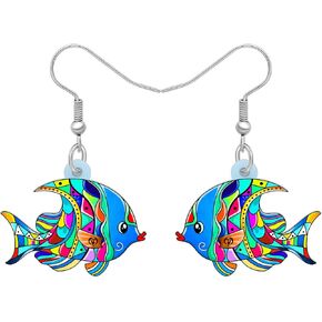 DUOWEI Novelty Cartoon Tropical Fish Acrylic Earrings Colorful Marine Life Drop Dangle Jewelry Gifts | Double Sided