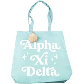 Alpha Xi Delta Retro Pom Pom Tote Bag