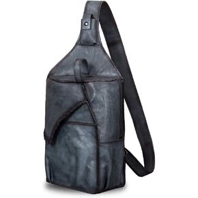 Genuine Leather Sling Bag for Men Vintage Handmade Crossbody Casual Daypack Shoulder Satchel