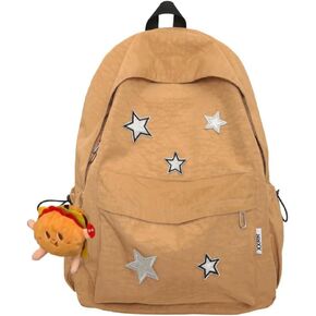 Kawaii Backpack with Cute Accessories - Waterproof Nylon, Multiple Compartments, and External Pockets (Black) in Kuwait