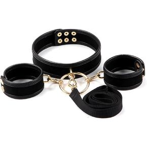 Gothic Punk Cool PU Leather Collar Link Chain Leash Choker Adjustable Metal Chain Detachable Cosplay Couple Jewelry