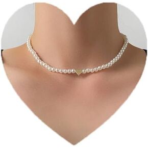 قلادة شيجيرل بوهو من اللؤلؤ على شكل قلب وقلادة من اللؤلؤ الذهبي على شكل قلب وسلسلة مجوهرات من اللؤلؤ للنساء والفتيات in Kuwait