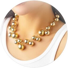 Pearl Choker Necklace for Women Gold Beaded Necklace for Girls Big Pearl Statement Necklace Chunky Pearl Necklace Faux Pearl Choker Necklace Jewelry Gift