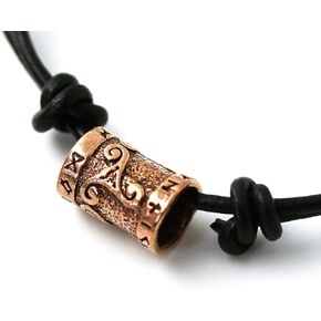 Choker Surf Surfer Necklace Bronze Celtic Knot Triskelion Runes Norse Bead Pendant Black Leather Cord