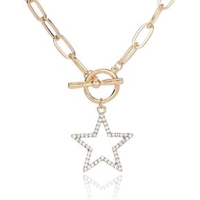Heart Pendant Necklace Star Choker Necklaces Rhinestone Gold Plated Choker Necklaces Toggle Clasp Paperclip Chain Necklaces Fashion Necklaces Jewelry for Women and Girls in Kuwait