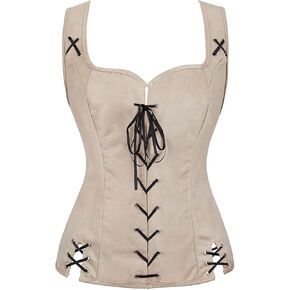 Parlsdy Pirate Costume Women Medieval Renaissance Costumes For Women Pirate Vest Bodice Viking Costume in Kuwait